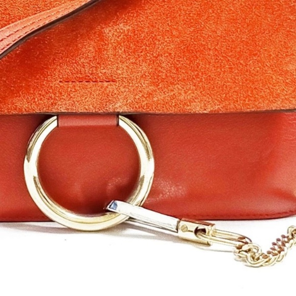 Authentic Chloe Faye Suede & Leather Shoulder Crossbody Bag   Orange 🍊 - Picture 11 of 11